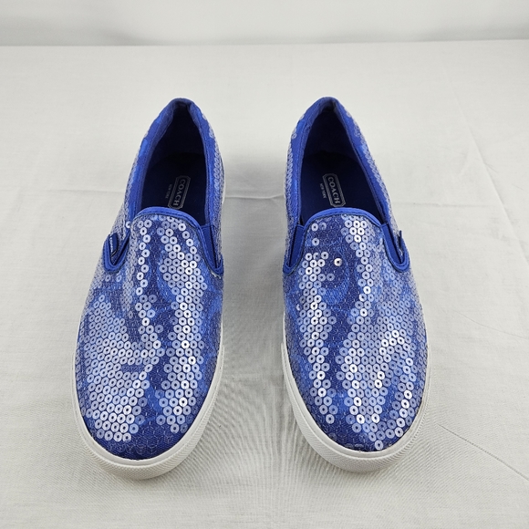 Coach blue sequin slip-on womens size 7.5 flat sneakers - Picture 6 of 16